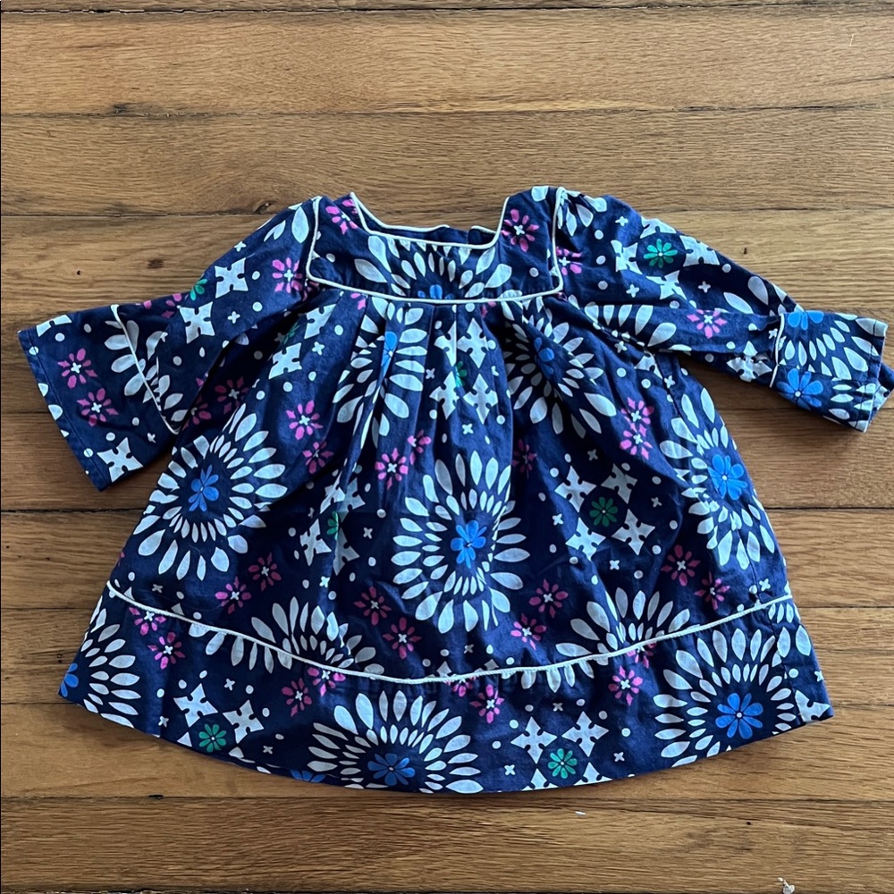 GAP Navy Floral Print Long-Sleeve Baby Dress
